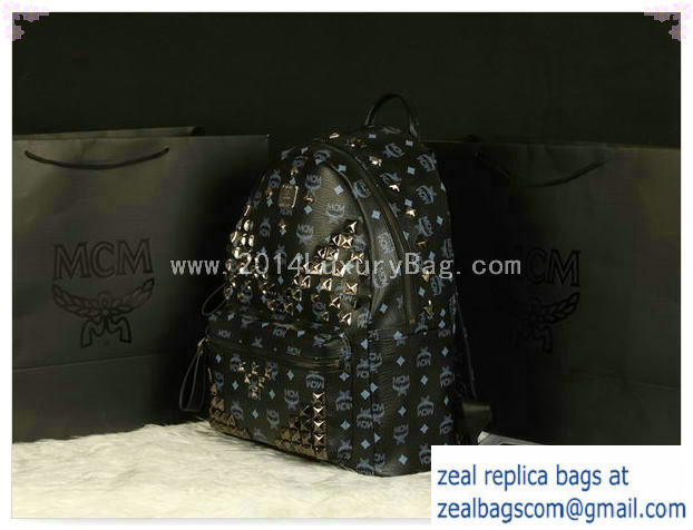 High Quality Replica MCM Stark Backpack Jumbo in Calf Leather 8100 Black - Click Image to Close